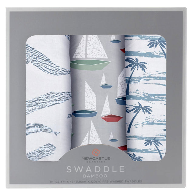Ocean Tides Bamboo Swaddle 3 Pack - HoneyBug 