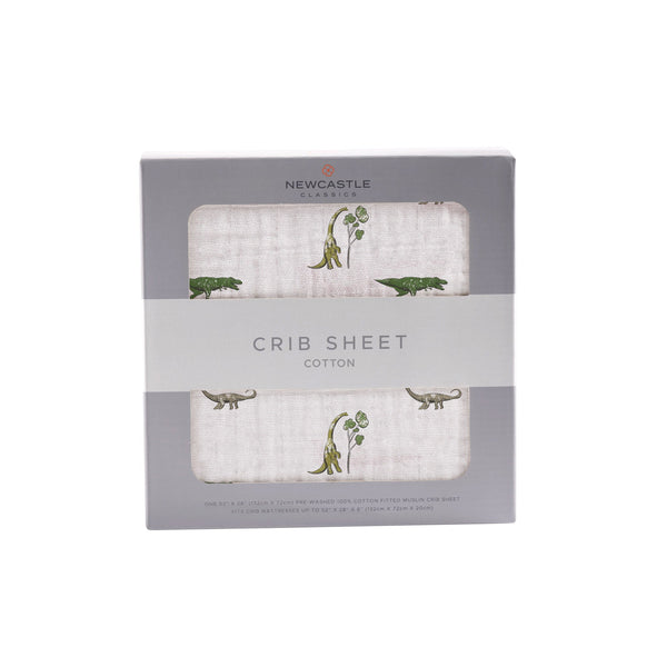 Dino Days Cotton Muslin Crib Sheet - HoneyBug 
