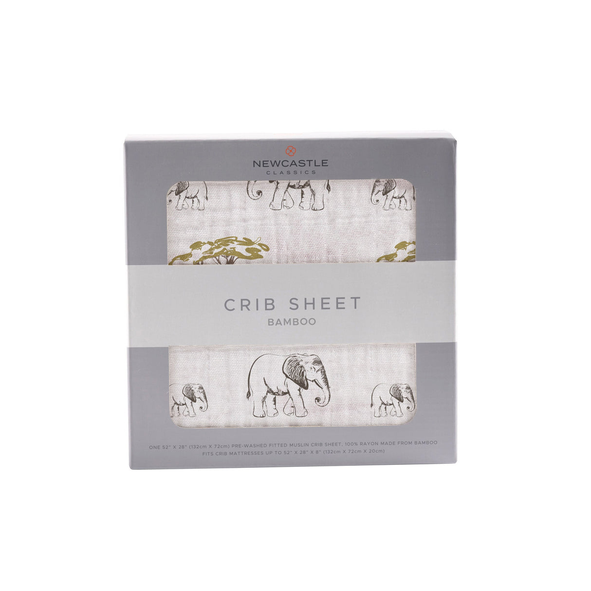 Rhinos and Elephants Bamboo Muslin Crib Sheet - HoneyBug 
