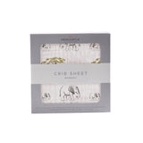 Rhinos and Elephants Bamboo Muslin Crib Sheet - HoneyBug 