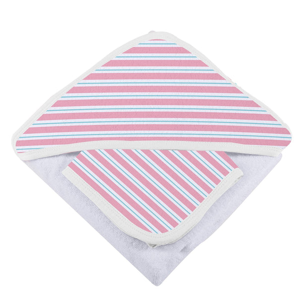 Candy Stripe Bamboo Hooded Towel and Washcloth Set - HoneyBug 