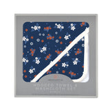 Serenity Floral Bamboo Hooded Towel and Washcloth Set - HoneyBug 