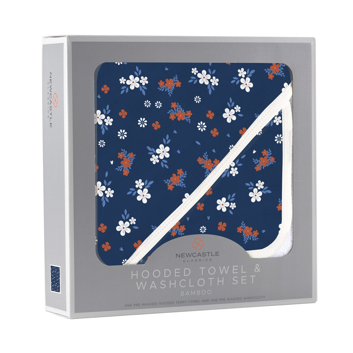 Serenity Floral Bamboo Hooded Towel and Washcloth Set - HoneyBug 