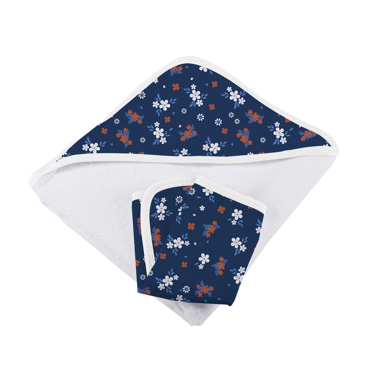 Serenity Floral Bamboo Hooded Towel and Washcloth Set - HoneyBug 
