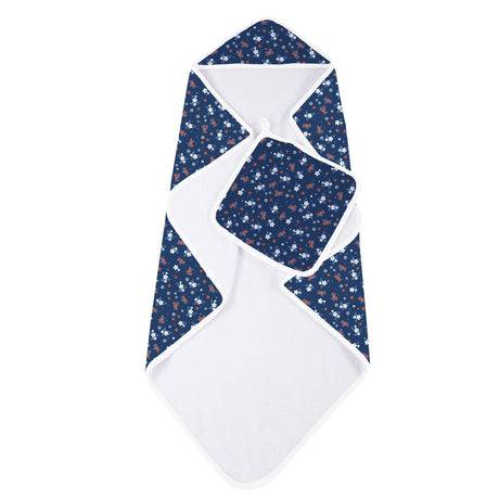 Serenity Floral Bamboo Hooded Towel and Washcloth Set - HoneyBug 