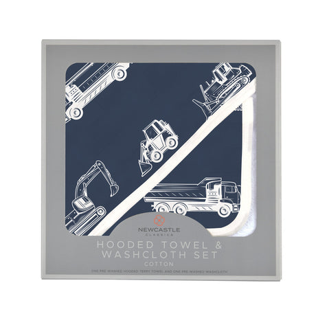 Things That Go Hooded Towel and Washcloth Set - HoneyBug 