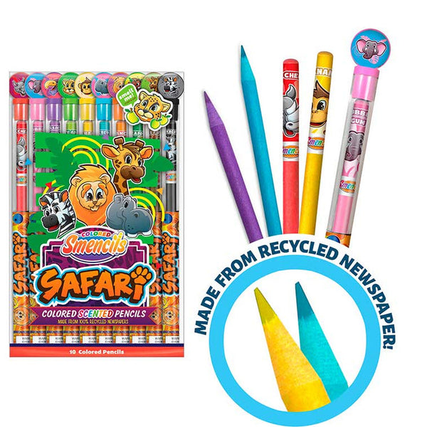 Safari Colored Smencils (Smelly Pencils) 10-pack - HoneyBug 