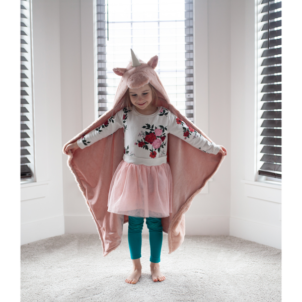 'Uliana' Plush Unicorn Hooded Blanket - HoneyBug 