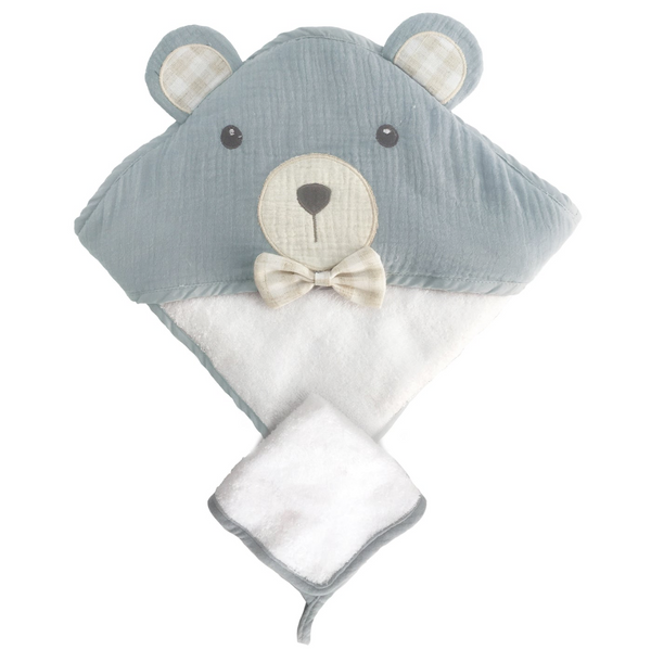 Petit Bear Terry Muslin Towel and Washcloth Set - HoneyBug 