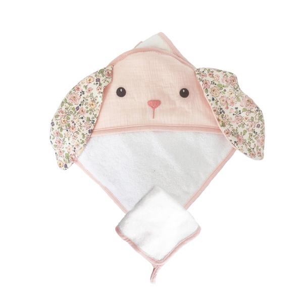 Petit Bunny Terry Muslin Towel and Washcloth Set - HoneyBug 