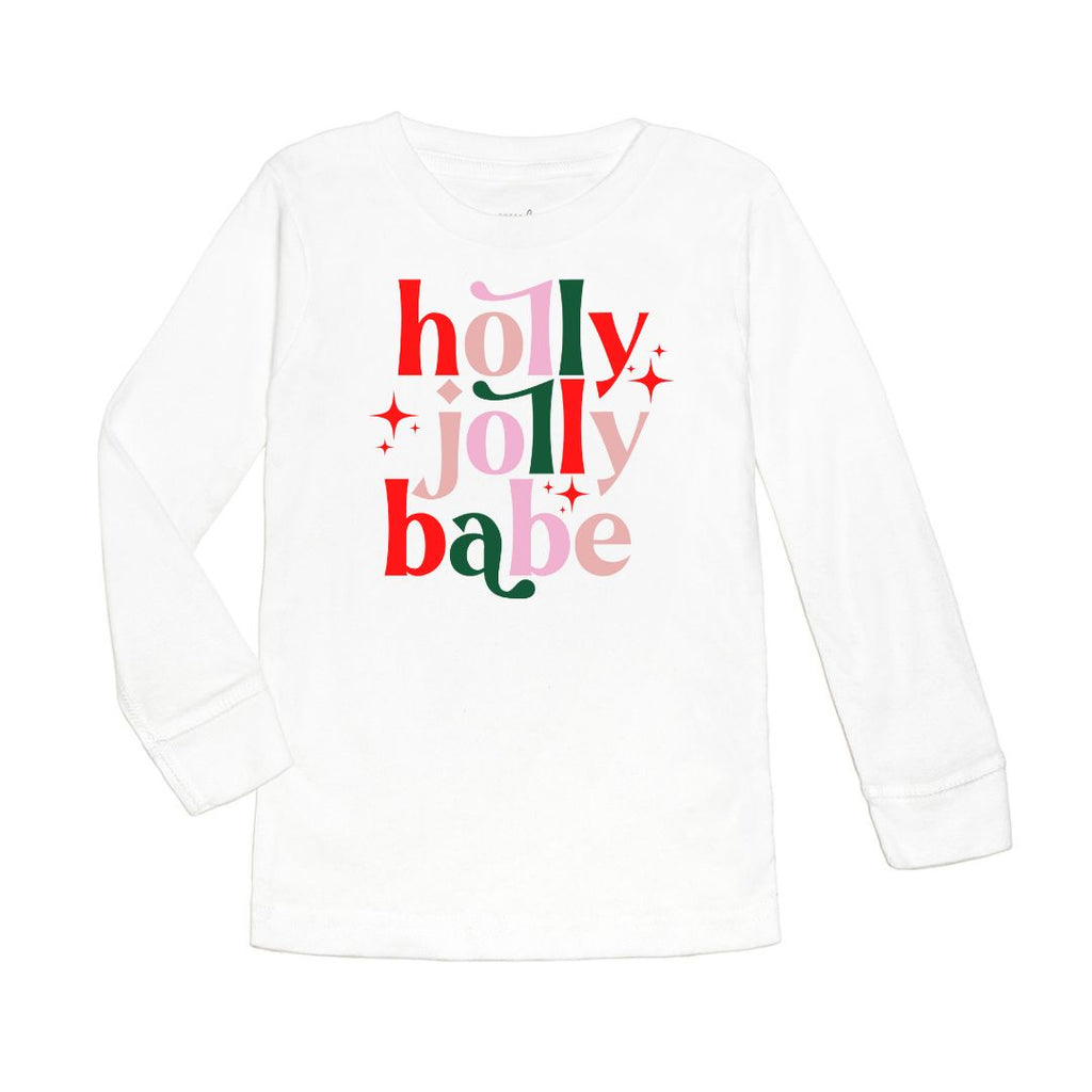 Holly Jolly Babe Long Sleeve Shirt - White - HoneyBug 