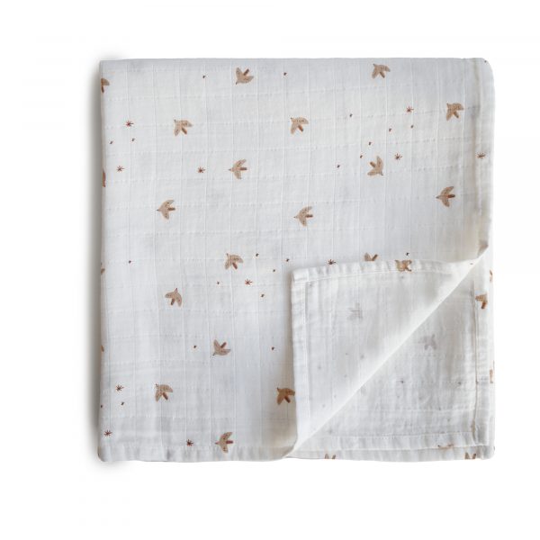 Muslin Swaddle Blanket Organic Cotton (Sparrow) - HoneyBug 