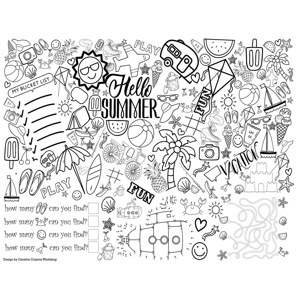 Summer Fun Coloring Page by Creative Crayons Workshop - HoneyBug 