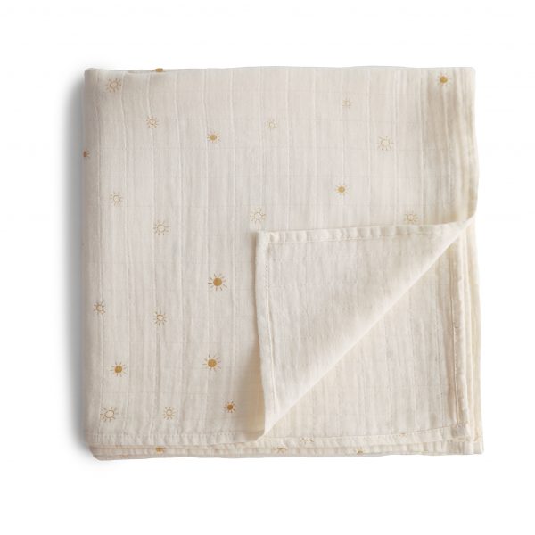 Muslin Swaddle Blanket Organic Cotton (Sun) - HoneyBug 