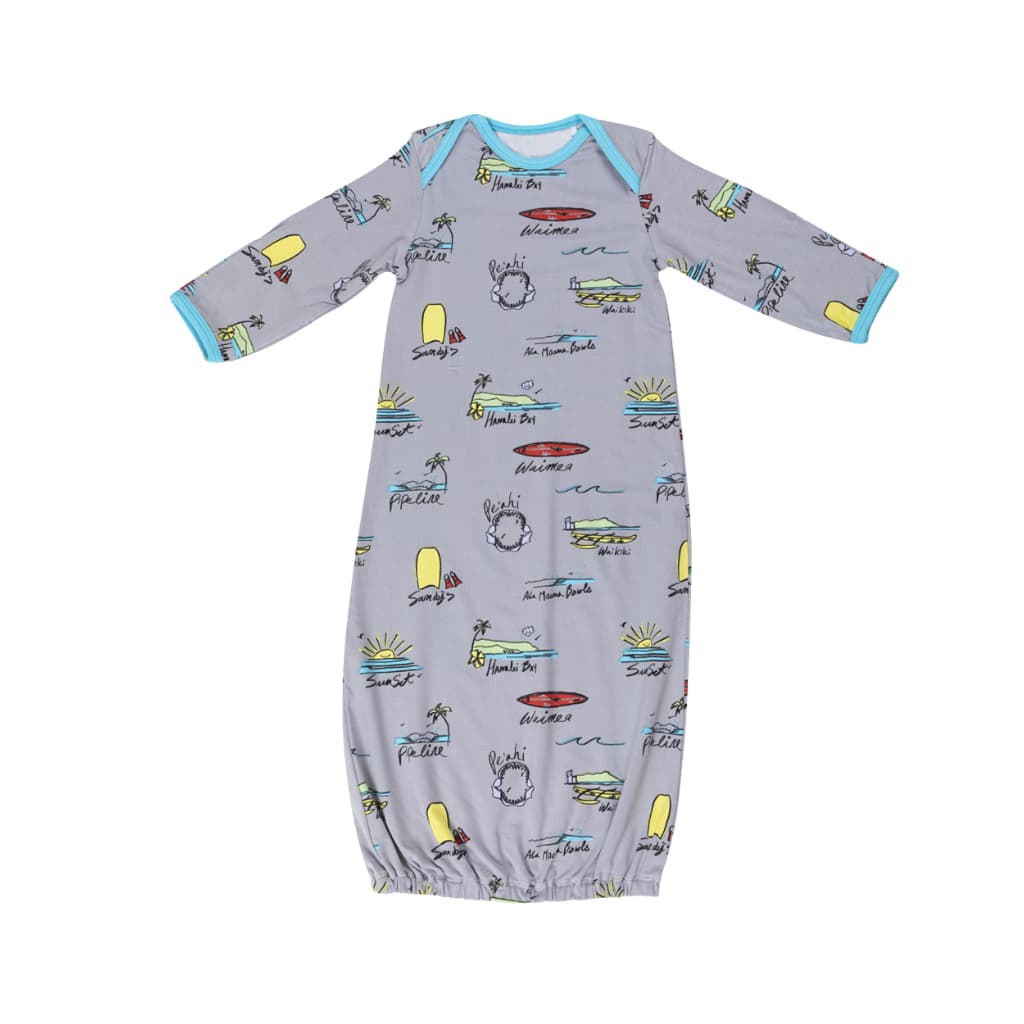 Surf Report Bamboo Layette Gown - HoneyBug 