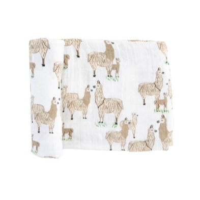 Cotton Muslin Swaddle - Llama Llama - HoneyBug 