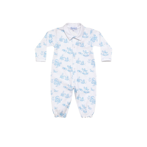 Blue Toile Baby Converter Gown - HoneyBug 