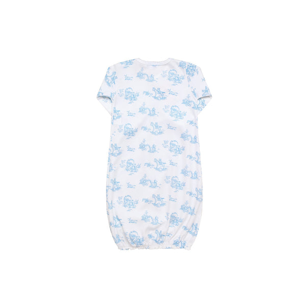 Blue Toile Baby Gown - HoneyBug 