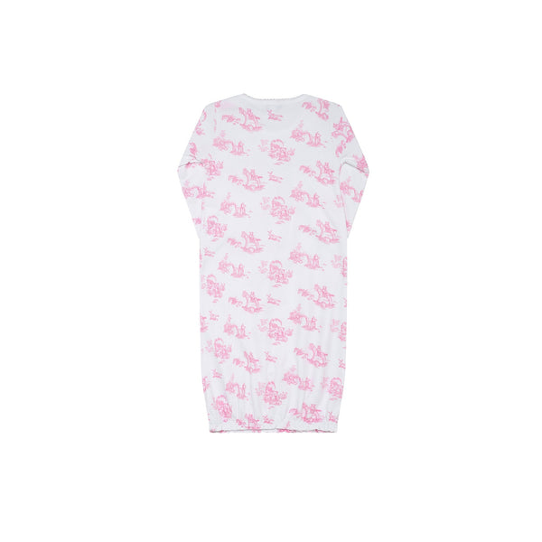 Pink Toile Baby Gown - HoneyBug 