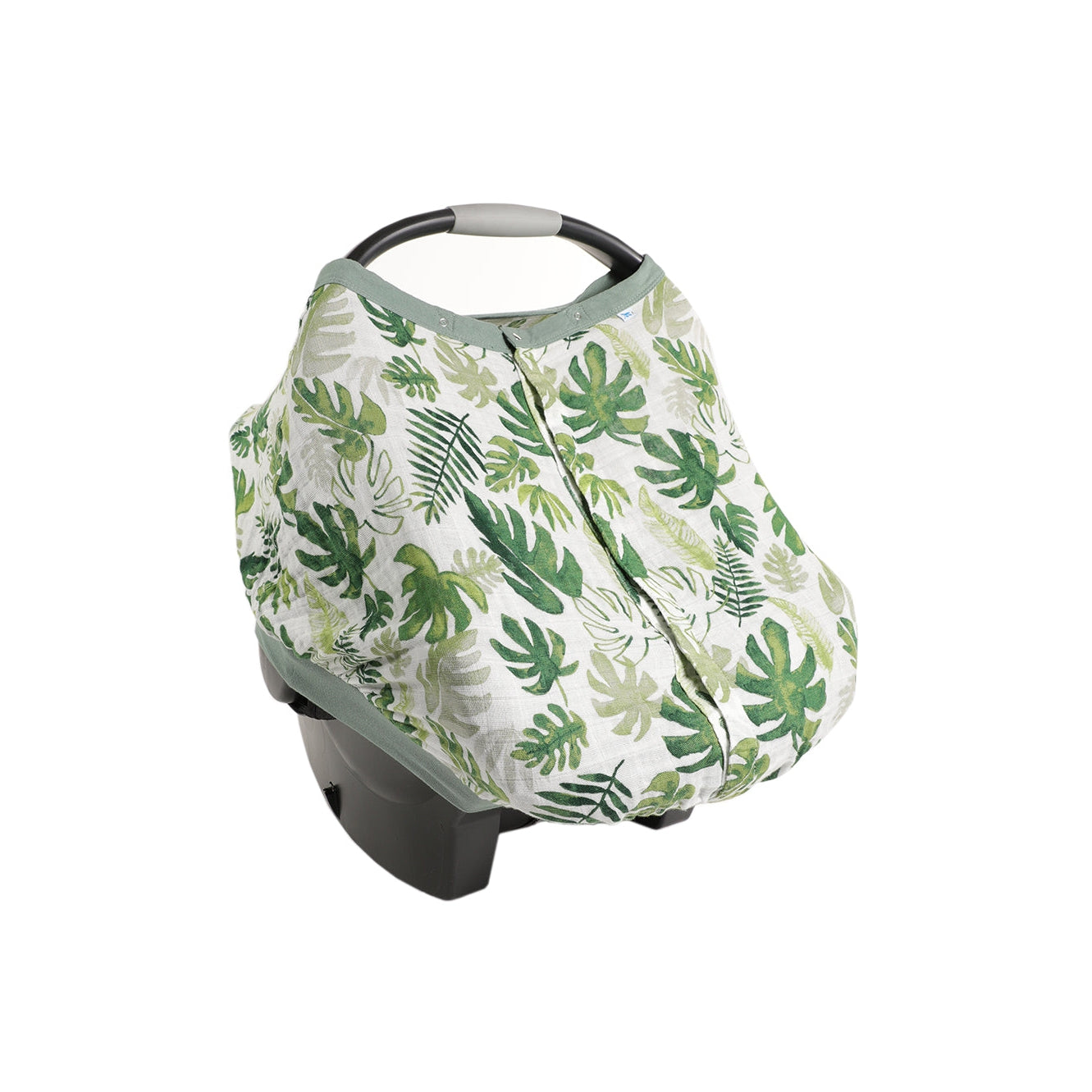 Cotton Muslin Car Seat Canopy - Tropical Leaf - HoneyBug 