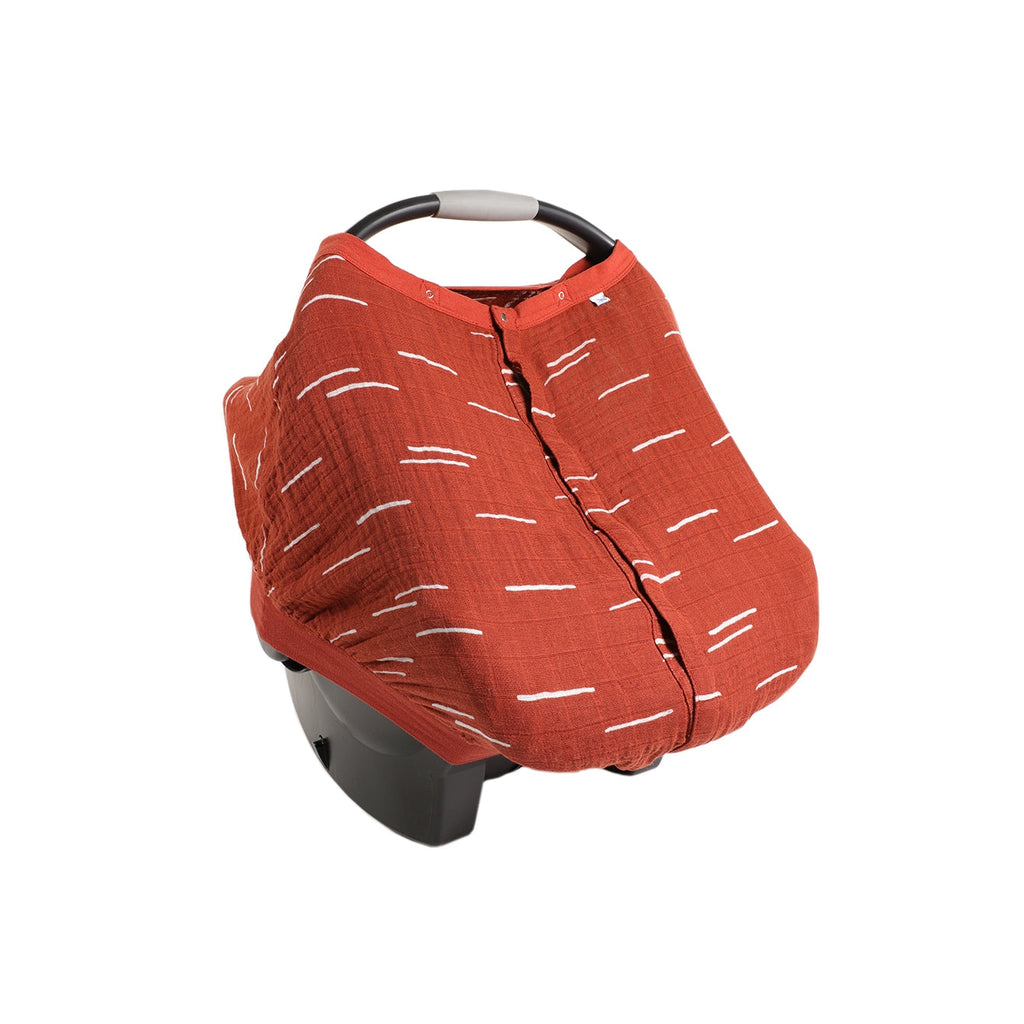 Cotton Muslin Car Seat Canopy - Baked Clay - HoneyBug 