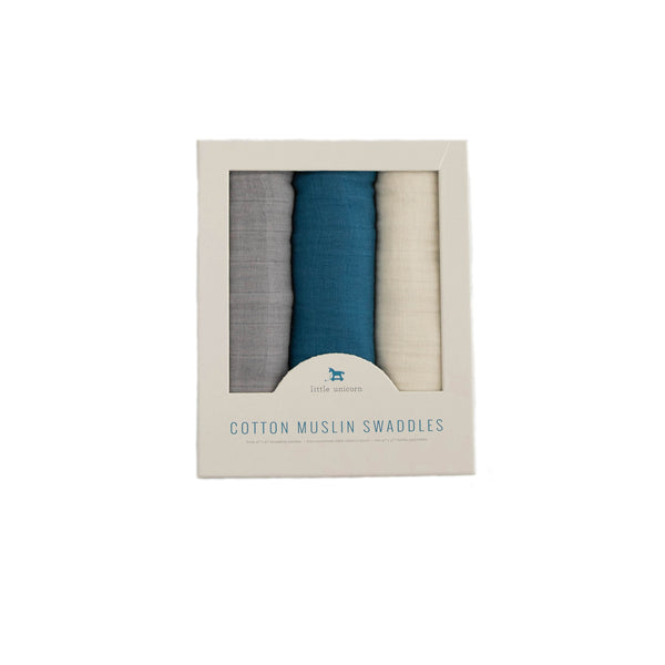 Cotton Muslin Swaddle Blanket Set - Lake - HoneyBug 