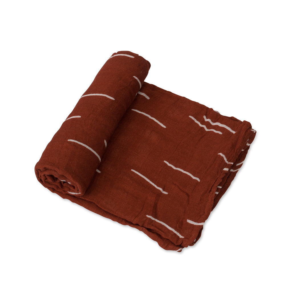 Cotton Muslin Swaddle Blanket - Baked Clay - HoneyBug 