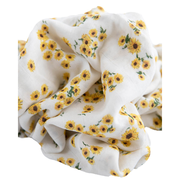 Deluxe Muslin Swaddle Blanket - Ditsy Sunflower - HoneyBug 