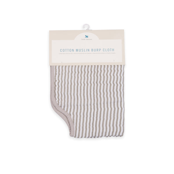 Cotton Muslin Burp Cloth - Grey Stripe - HoneyBug 