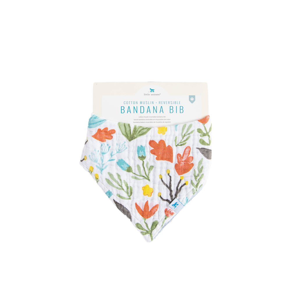 Cotton Muslin Reversible Bandana Bib - Meadow - HoneyBug 