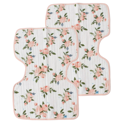 Cotton Muslin Burp Cloth 2pk - Watercolor Roses - HoneyBug 