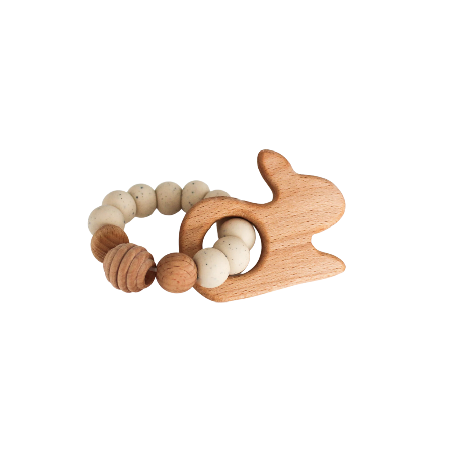 Wooden Bunny Teething Ring - HoneyBug 