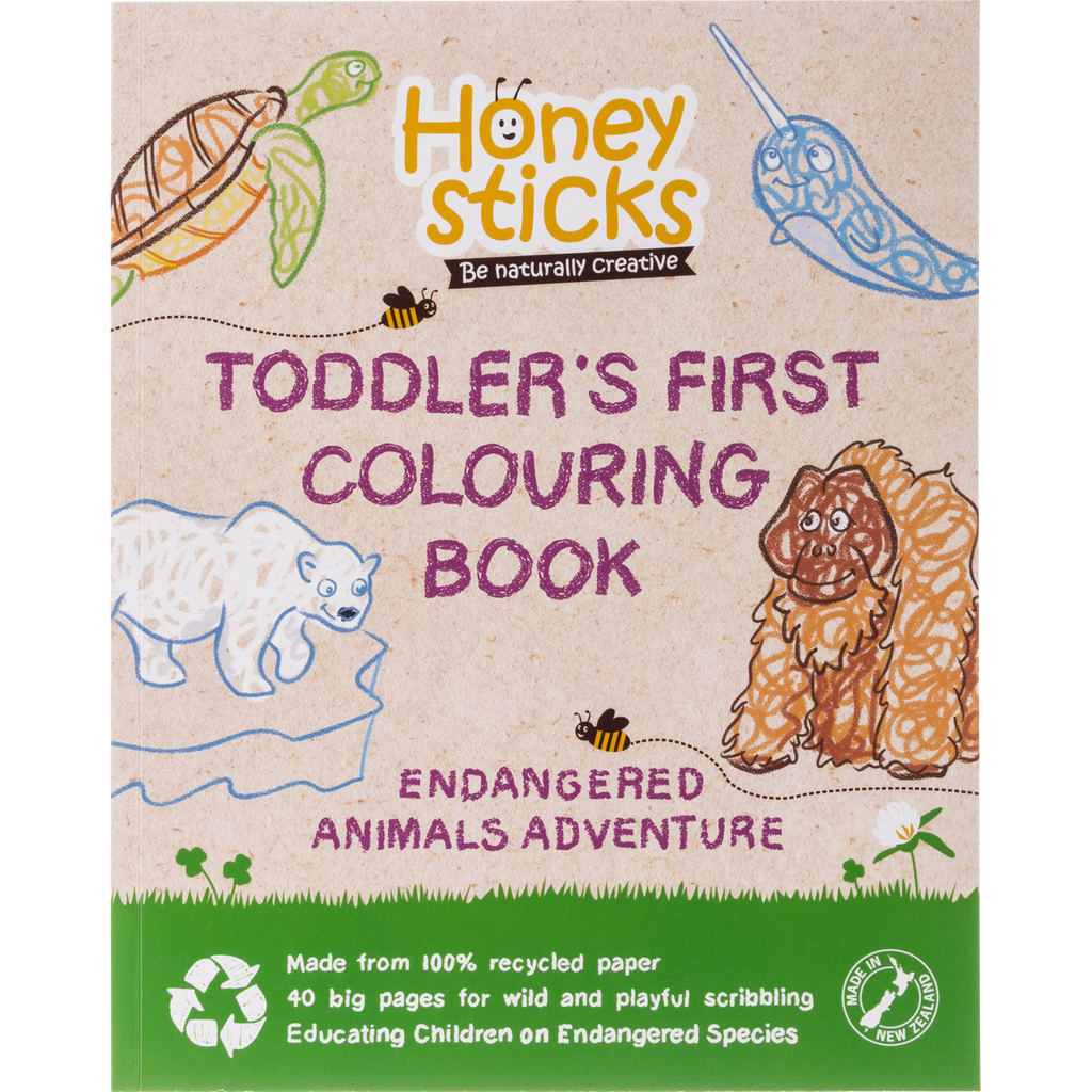 Toddlers First Colouring Book - An Endangered Animals Adventure by Honeysticks USA - HoneyBug 
