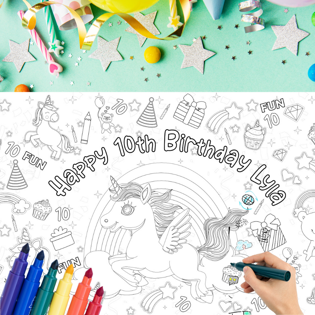 Unicorn Coloring Table Cover by Creative Crayons Workshop - HoneyBug 