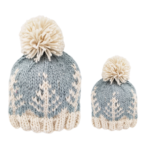 Mommy & Me - Winter Blue Forest Knit Beanies - HoneyBug 