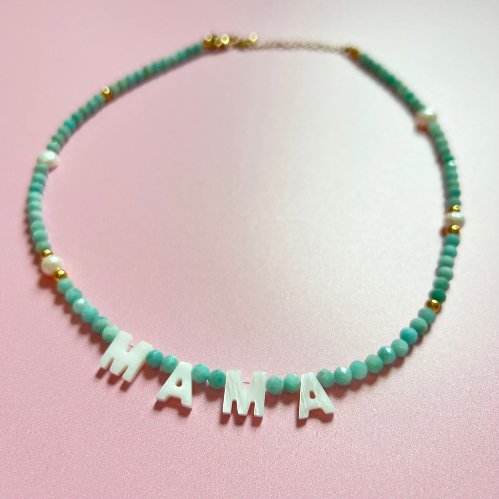 MAMA What The Shell Necklace- Aquamarine by House of Baesics - HoneyBug 