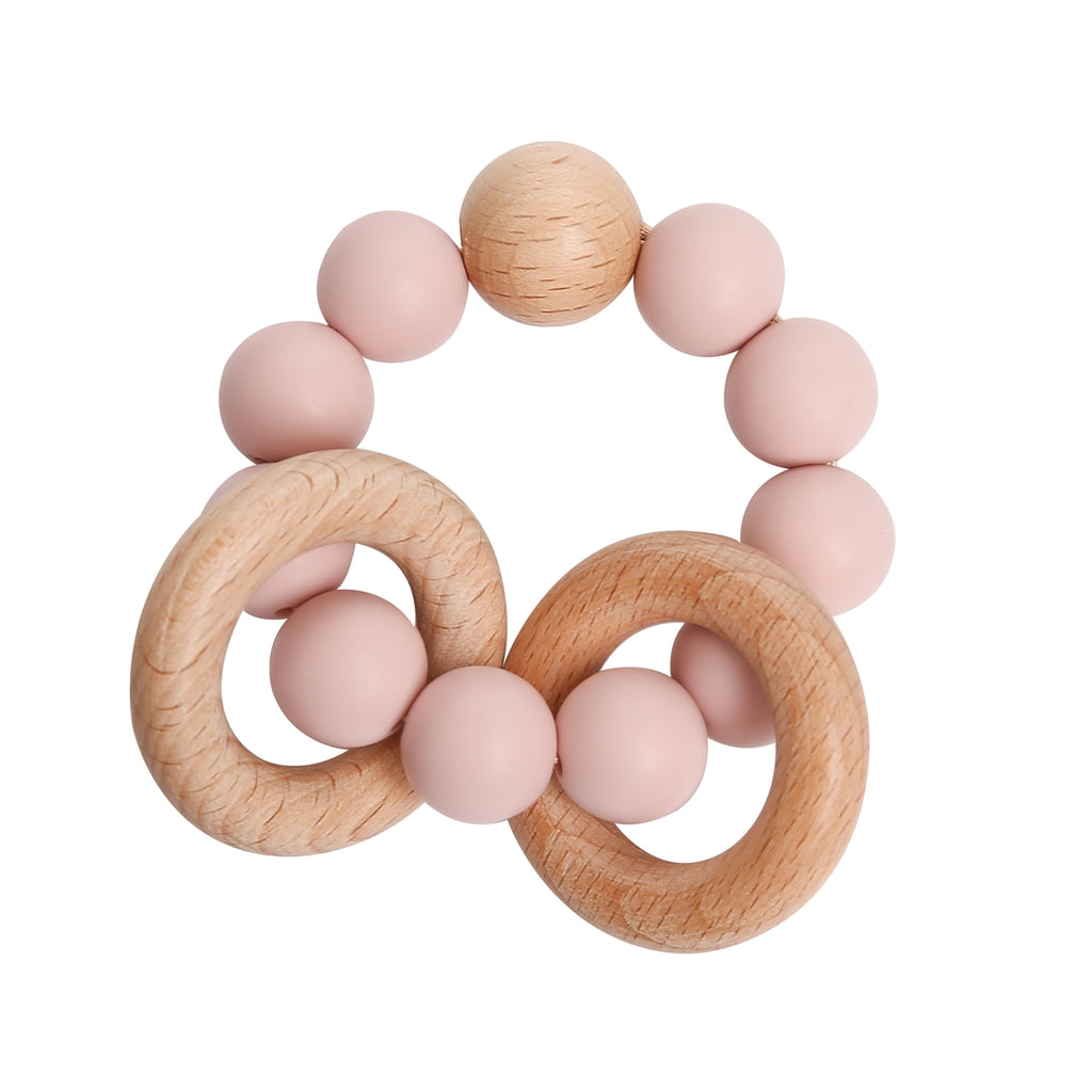 Wood & Silicone Teething Ring - Pink - HoneyBug 