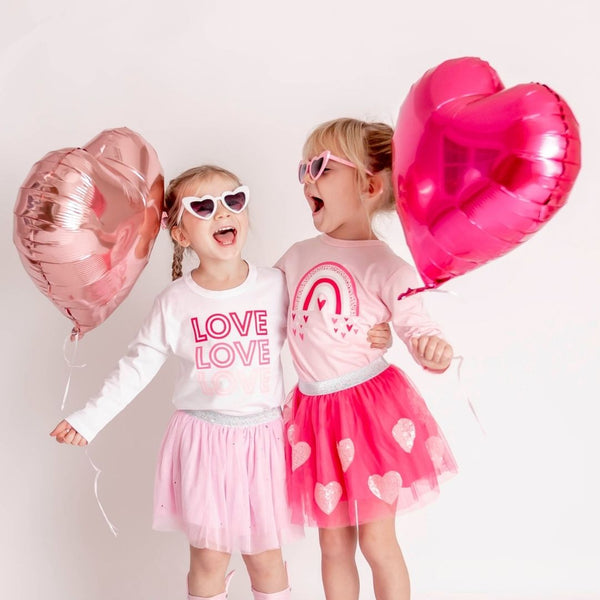 LOVE, LOVE, LOVE Long Sleeve Shirt - Kids Valentine's Day Tee - HoneyBug 