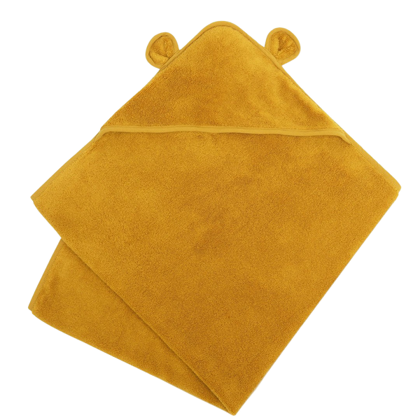 Organic Cotton Hooded Towel - Mustard - HoneyBug 