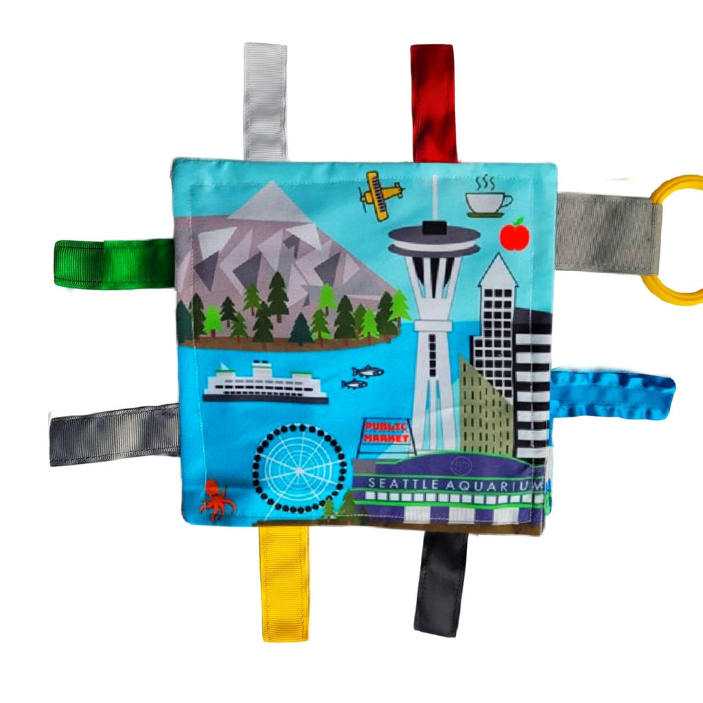 Seattle, Washington - Baby City Learning Crinkle Squares 8"x 8" - HoneyBug 