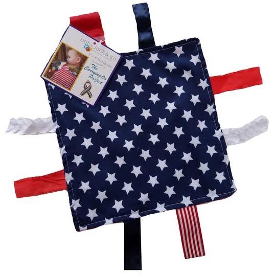 USA Flag Military Taggy Comfort Crinkle Tag Square Toy - HoneyBug 
