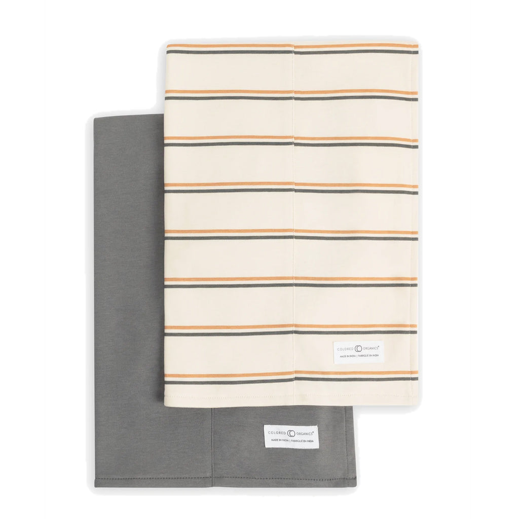 Burp Cloth (2-pack) - Zane Stripe + Pewter - HoneyBug 