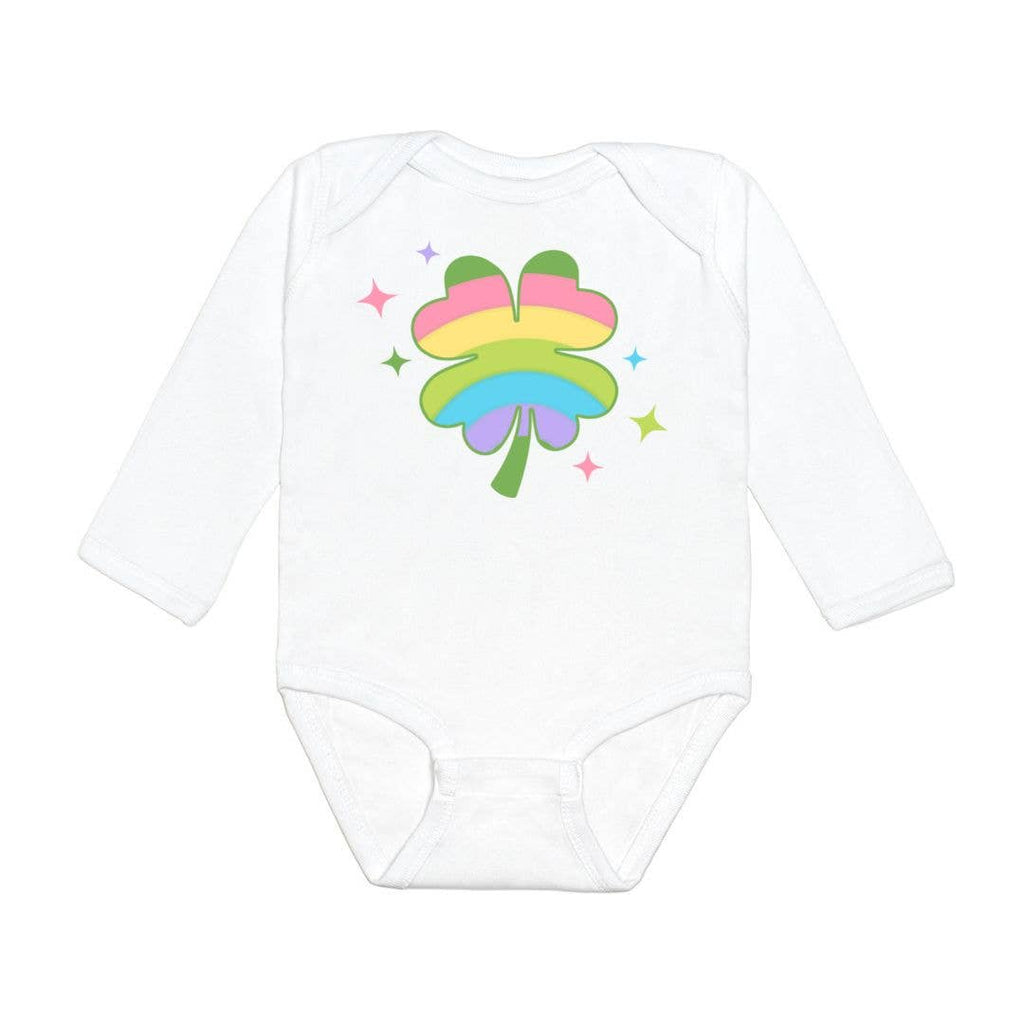 Rainbow Clover Long Sleeve Bodysuit - HoneyBug 