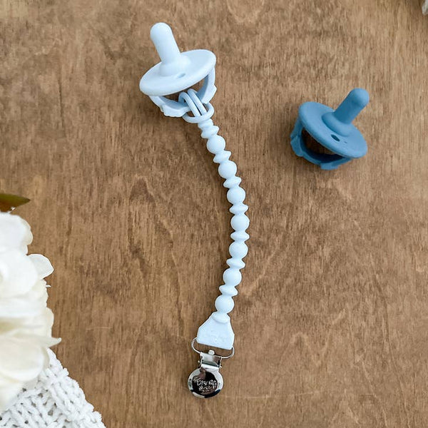 Sweetie Strap Silicone Pacifier Clip - Sky Beaded - HoneyBug 