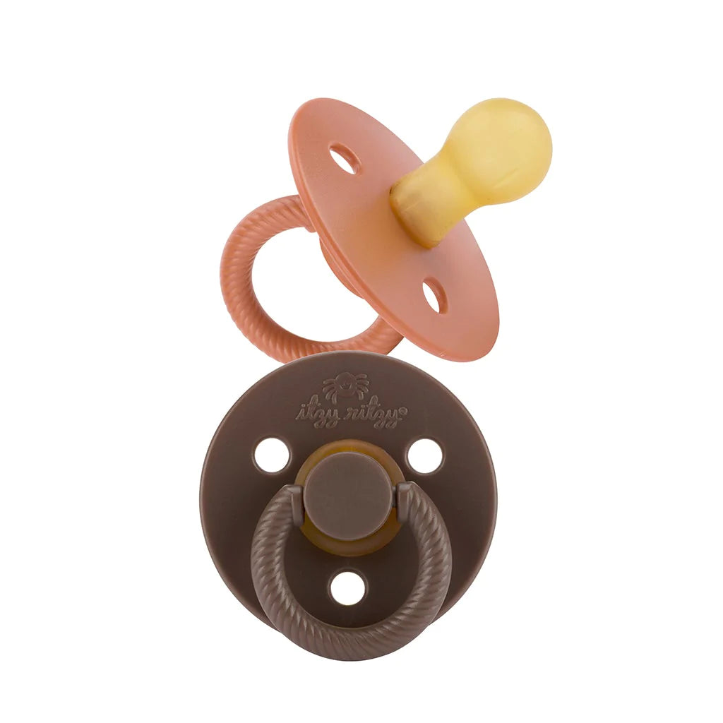Itzy Soother™ Brown Natural Rubber Pacifier Sets - HoneyBug 