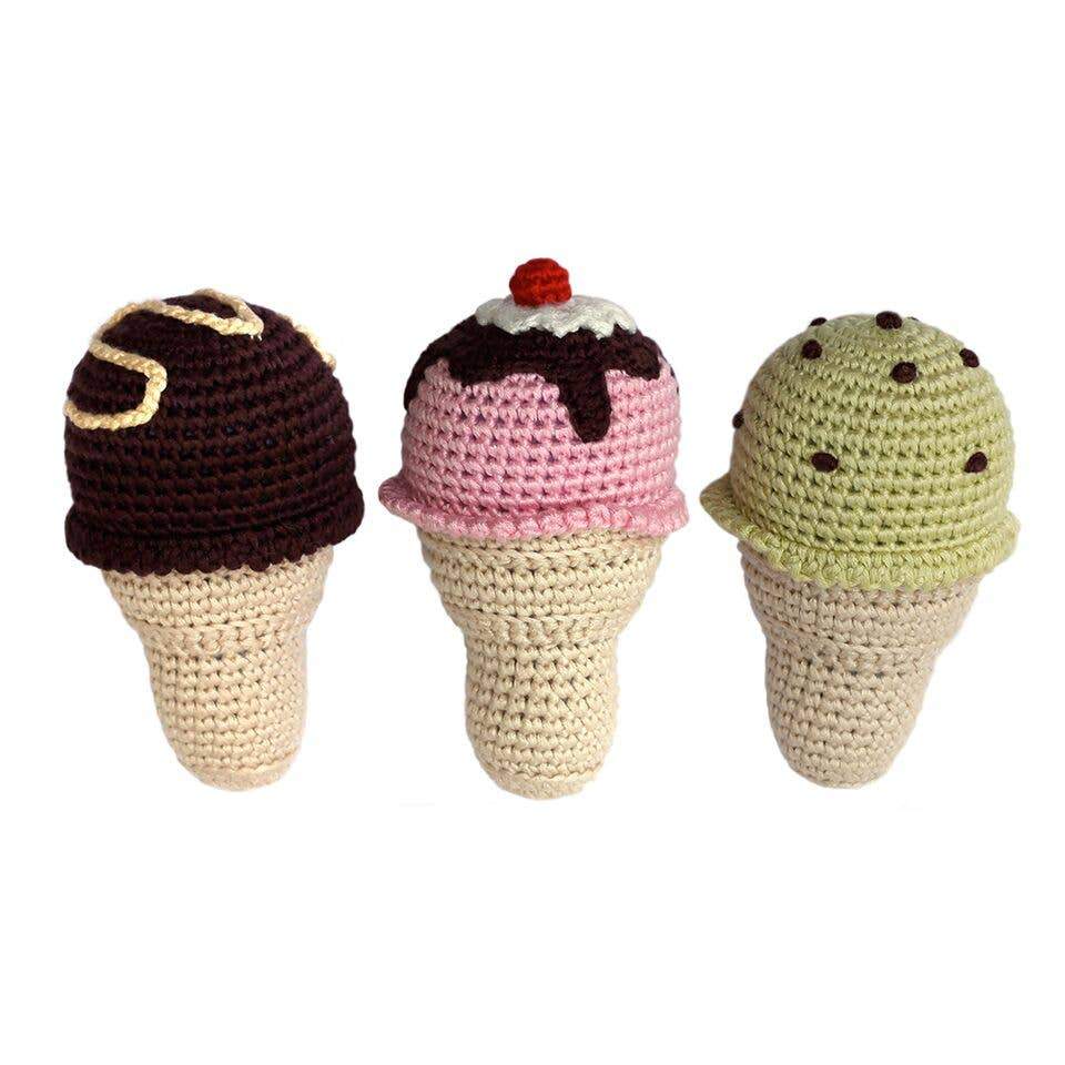 Ice Cream Crocheted Rattle - Set of 3 - HoneyBug 