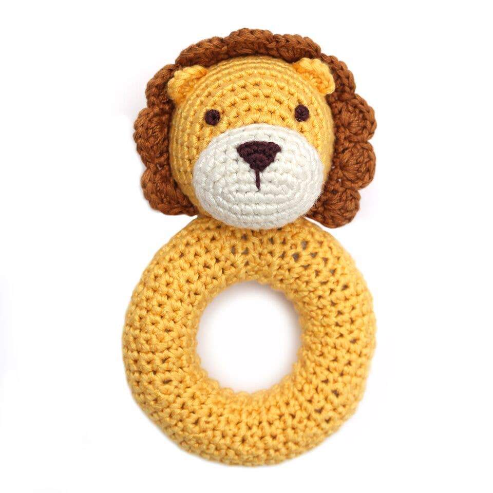 Lion Ring Hand Crocheted Rattle - HoneyBug 