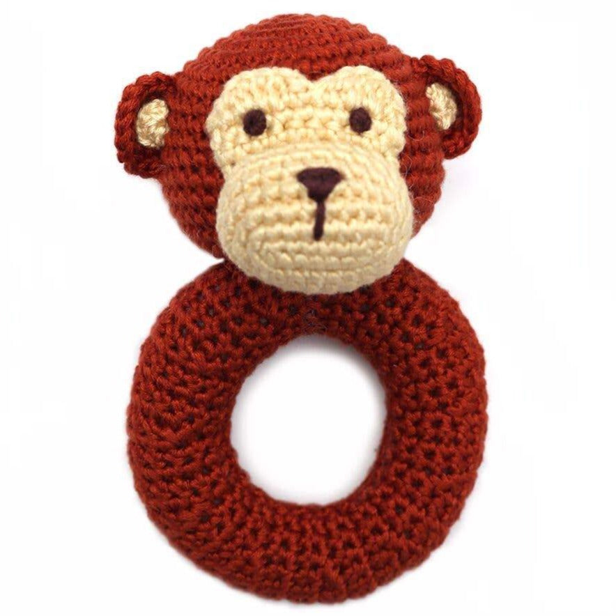 Monkey Ring Hand Crocheted Rattle - HoneyBug 