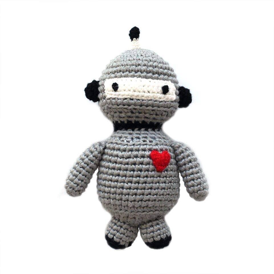 Robot Hand Crocheted Rattle - HoneyBug 