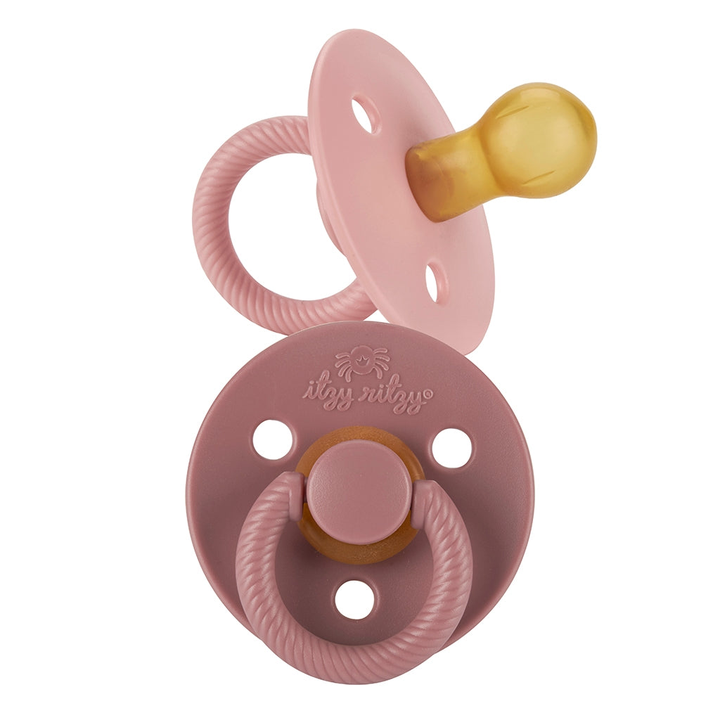 Itzy Soother™ Pink Natural Rubber Pacifier Sets - HoneyBug 
